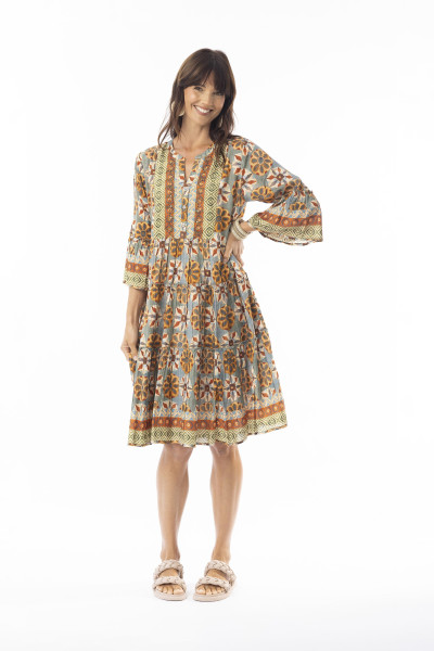 Vera Dress Layers Frill Sleeve Print