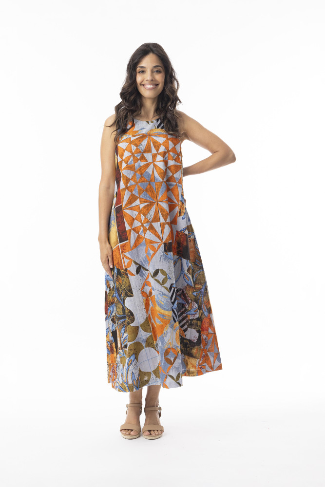 Wyndham Dress Maxi Round Neckline Print