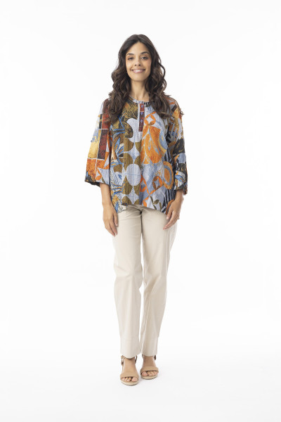 Wyndham Top V Neck Frill Print