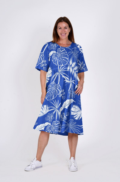 Yvonne Dress Round Neck Mono Indigo