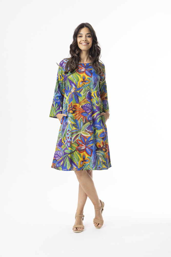 Zapallar Dress Contemporary Frill Sleeve Print