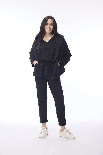 Zipper Hood Oversize Black