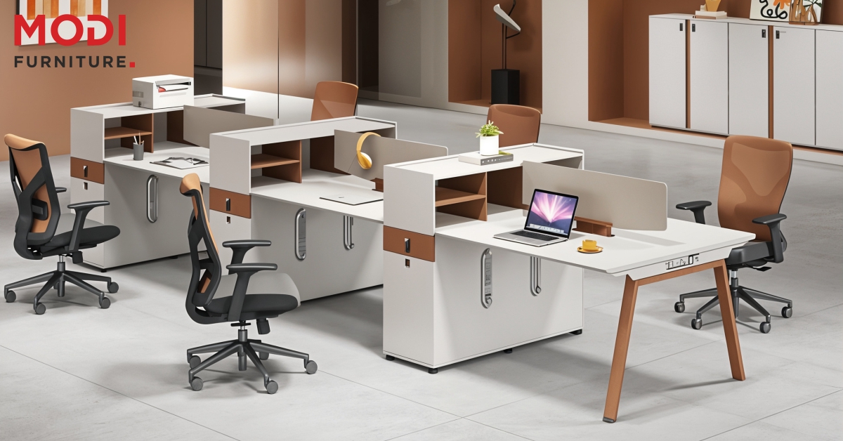 modern office workspace furniture setup