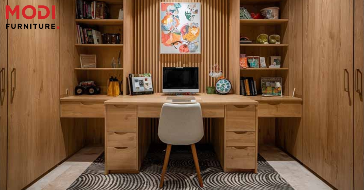 home office desk and chair setup