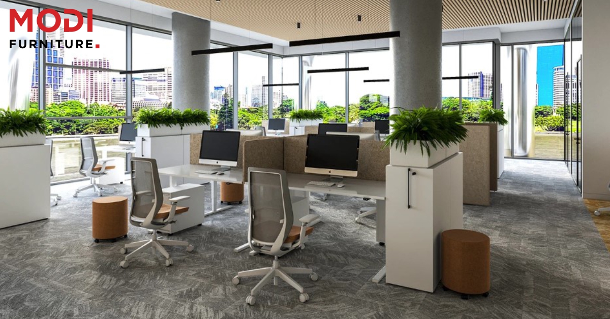 modern workspace desk and chair setup