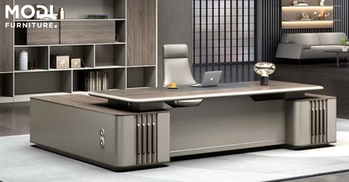 office desk with storage unit