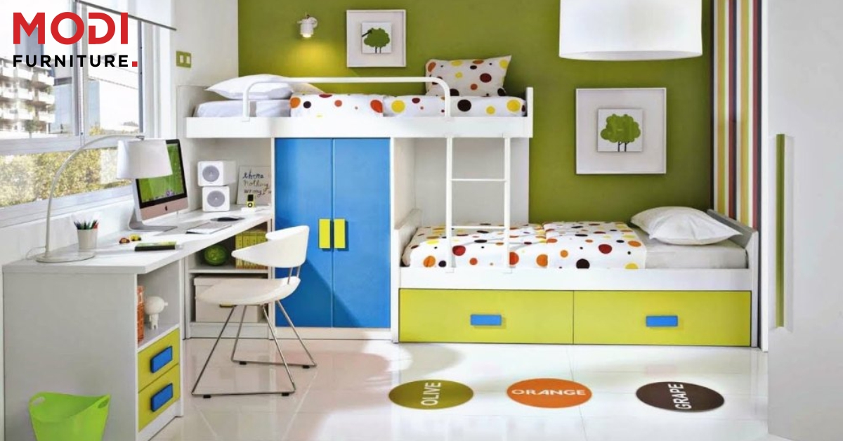 kids playful room furniture setup