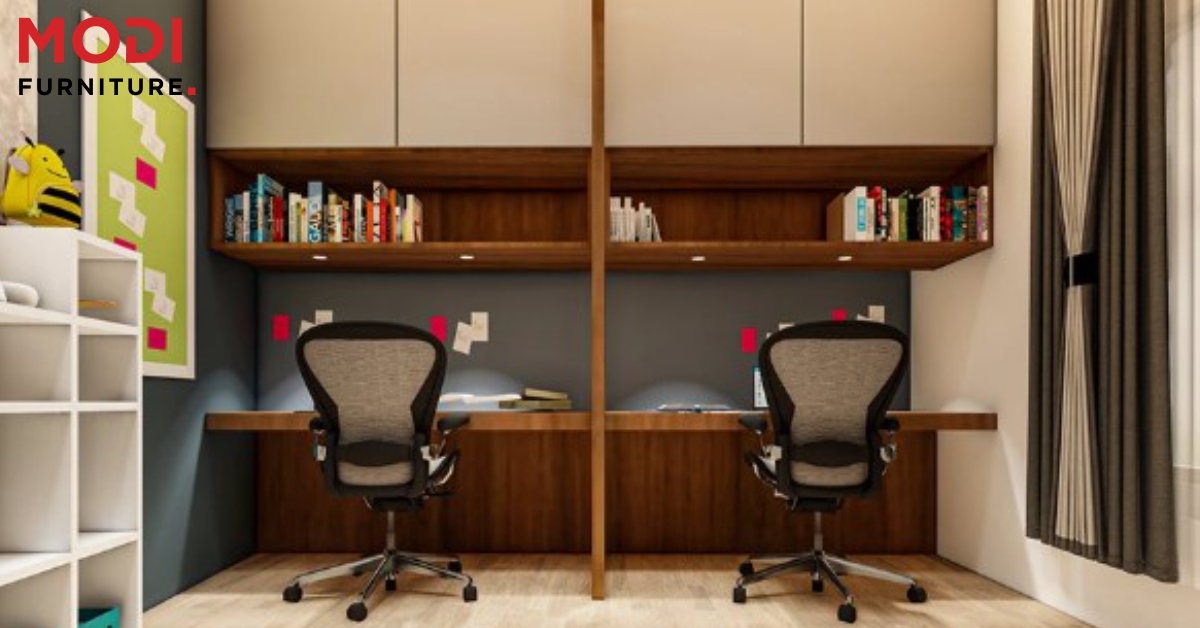 study table with storage shelves