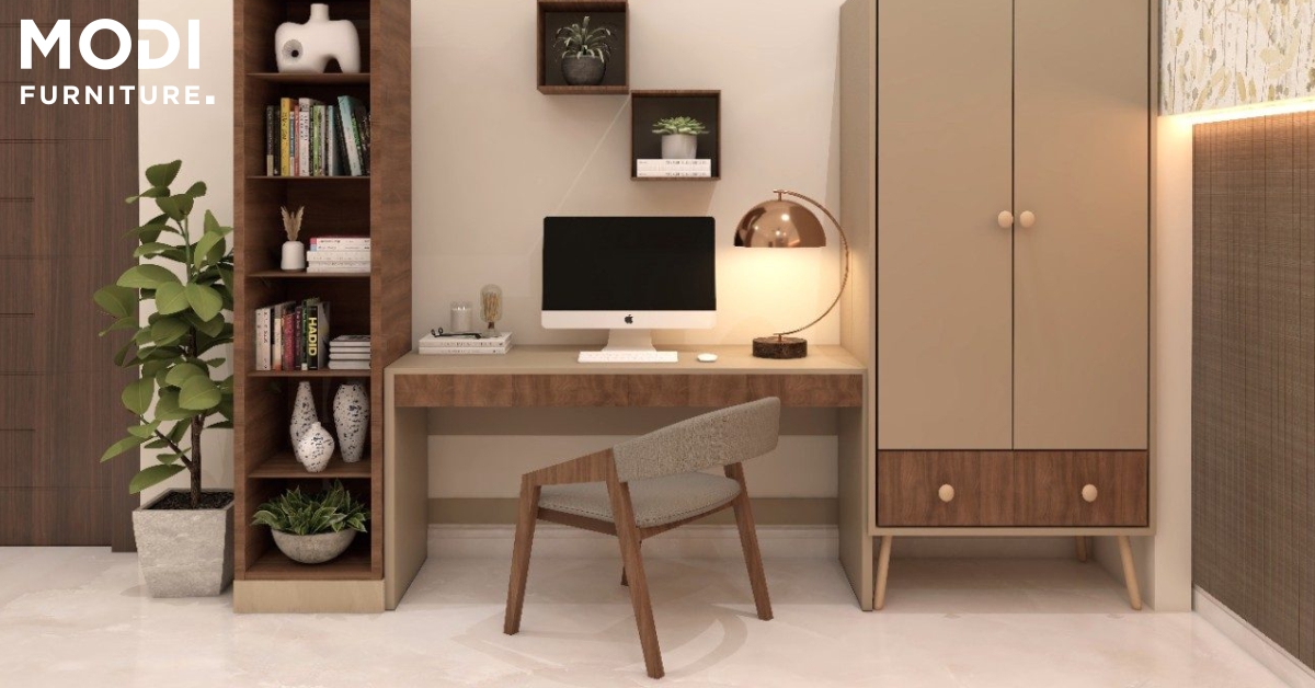 study table with lamp and books