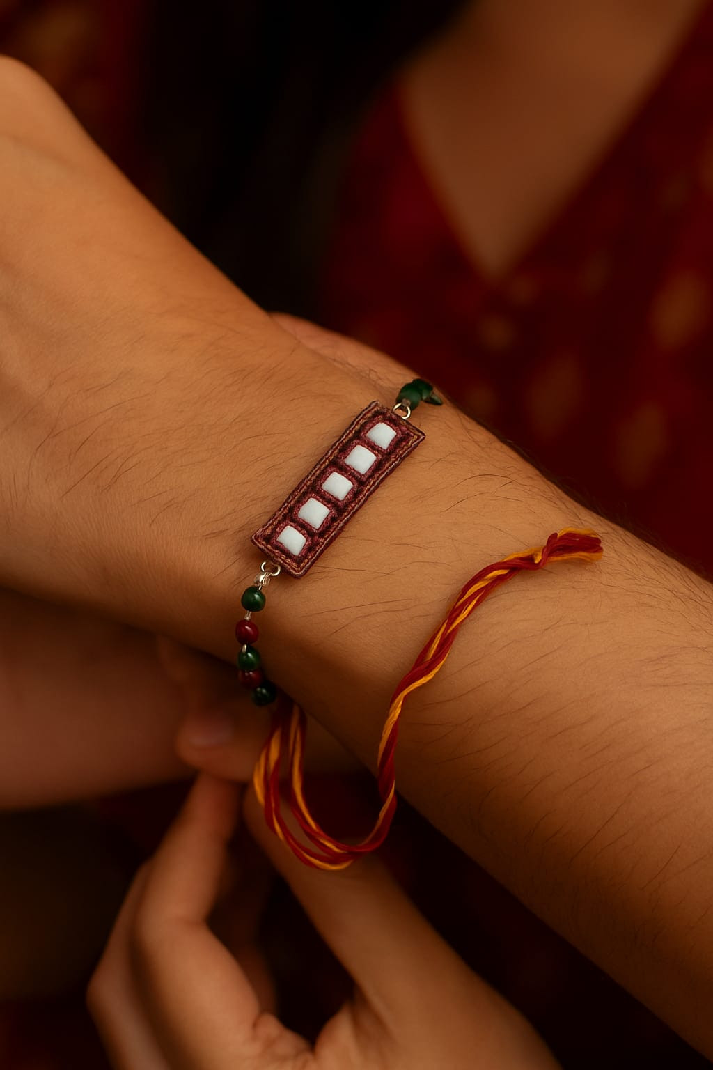 Maroon Mirror Rakhi Bracelet