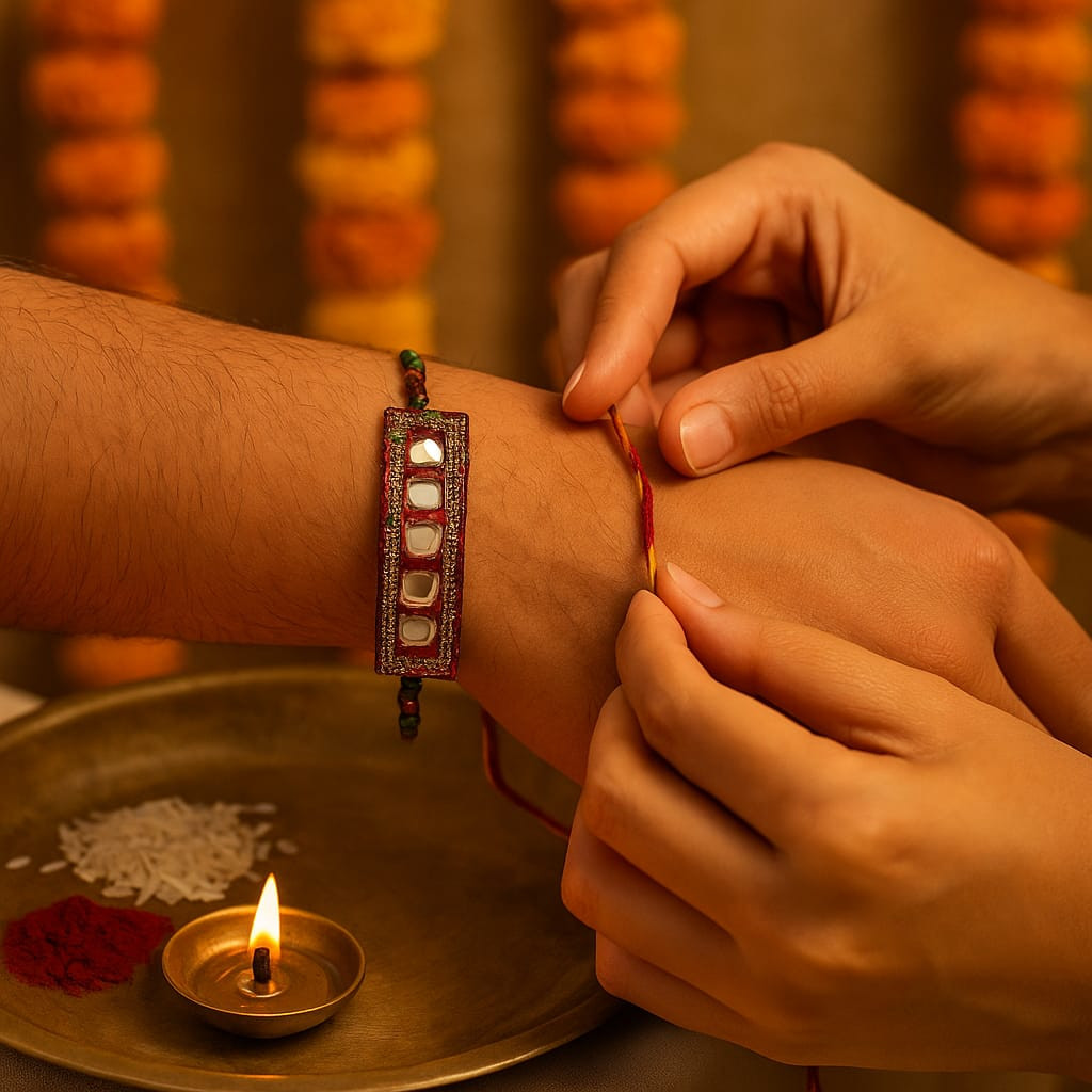 Maroon Mirror Rakhi Bracelet