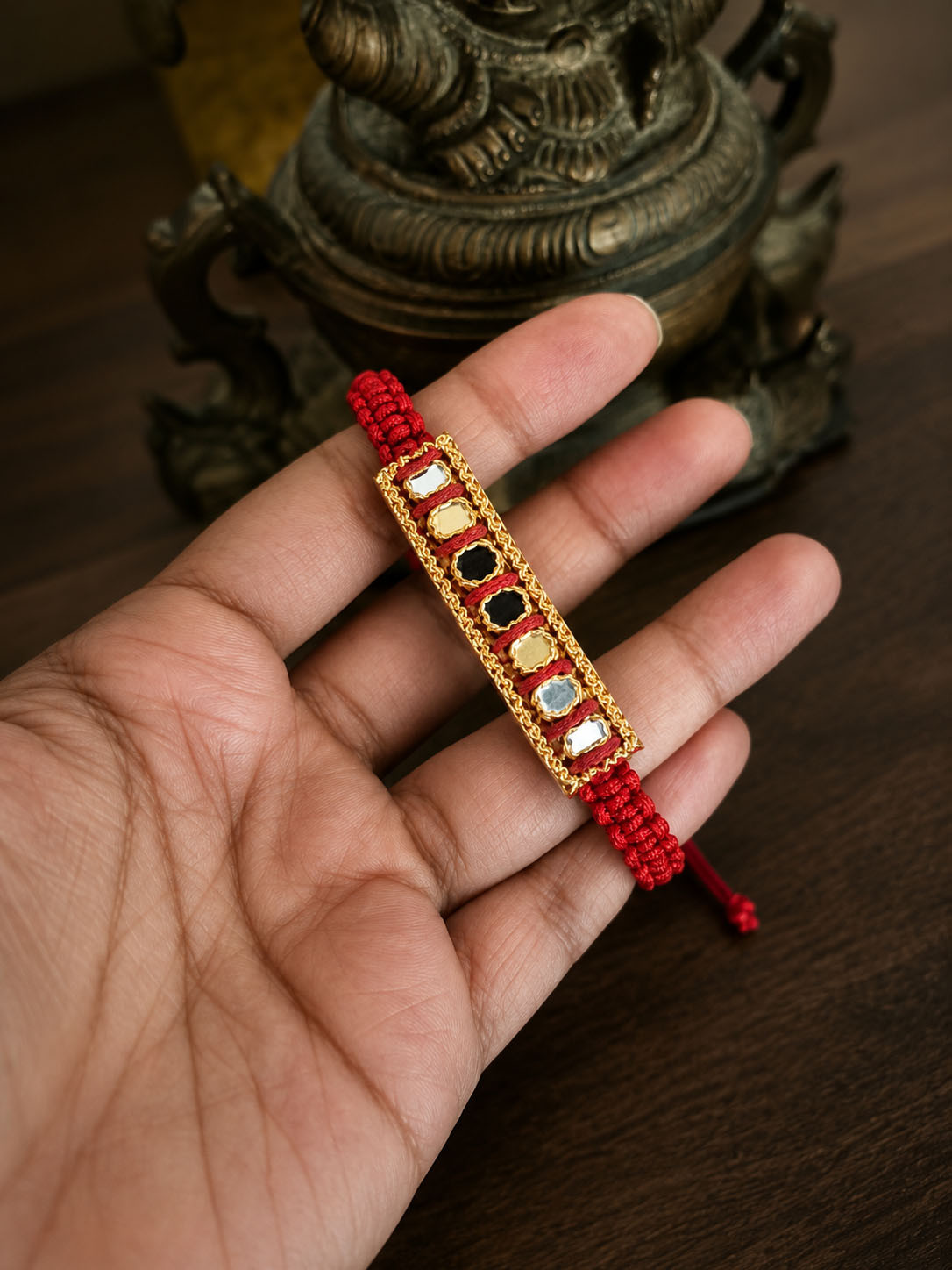 Maroon Mirror Rakhi Bracelet