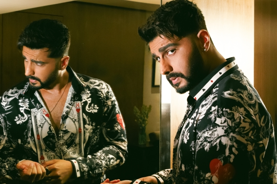 Arjun Kapoor wears Mr. Ajay Kumar at the Tech Fashion Tour in collaboration with VinFast, blending futuristic design with statement menswear and contemporary luxury fashion.