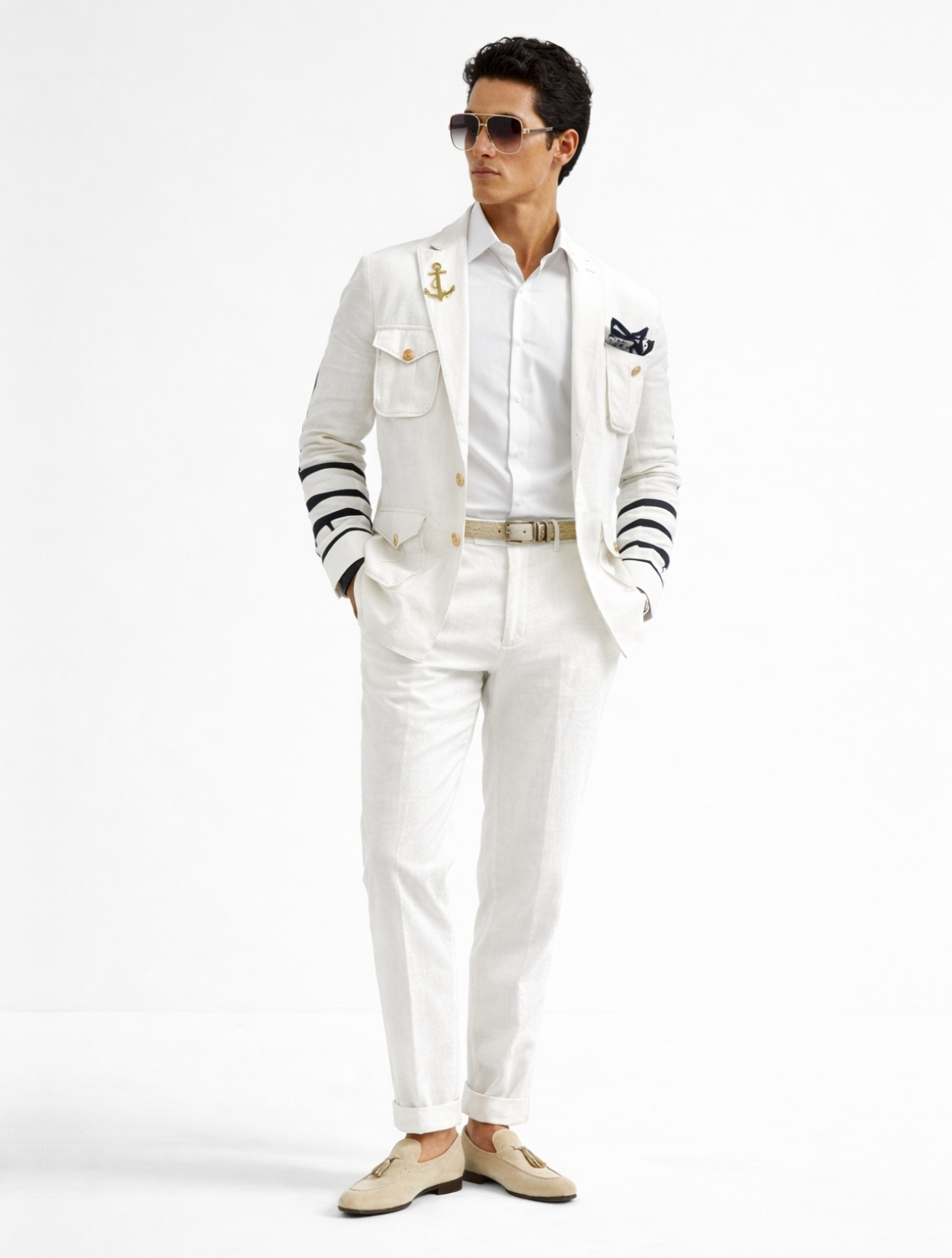 Nautical White Linen Hunter Jacket