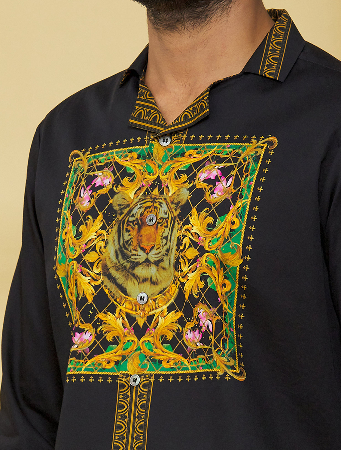 Black Gold Baroque Hem Shirt