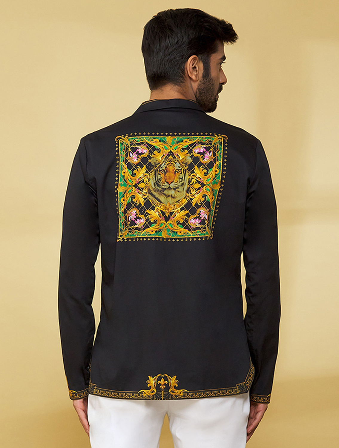 Black Gold Baroque Hem Shirt