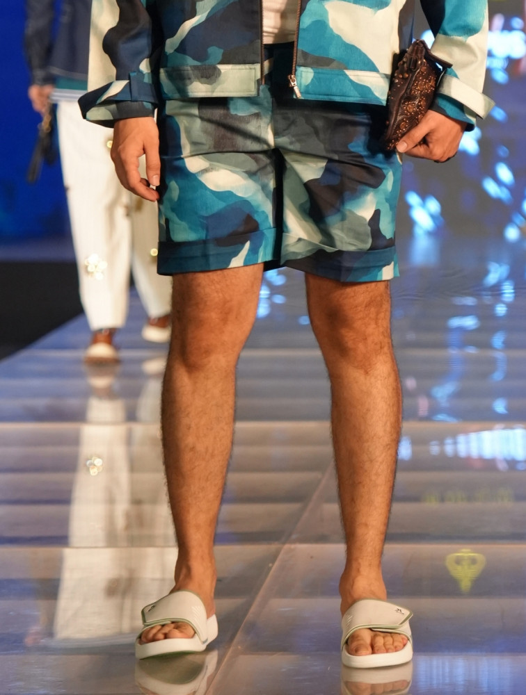 Image of Blue Camouflage Cargo Shorts