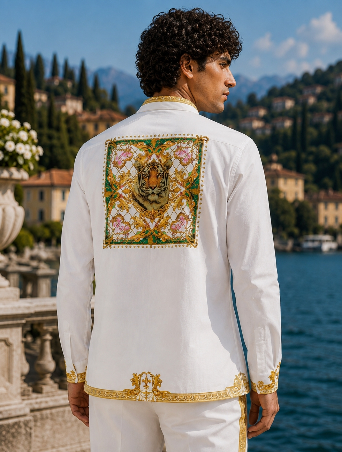 White Gold Baroque Hem Shirt