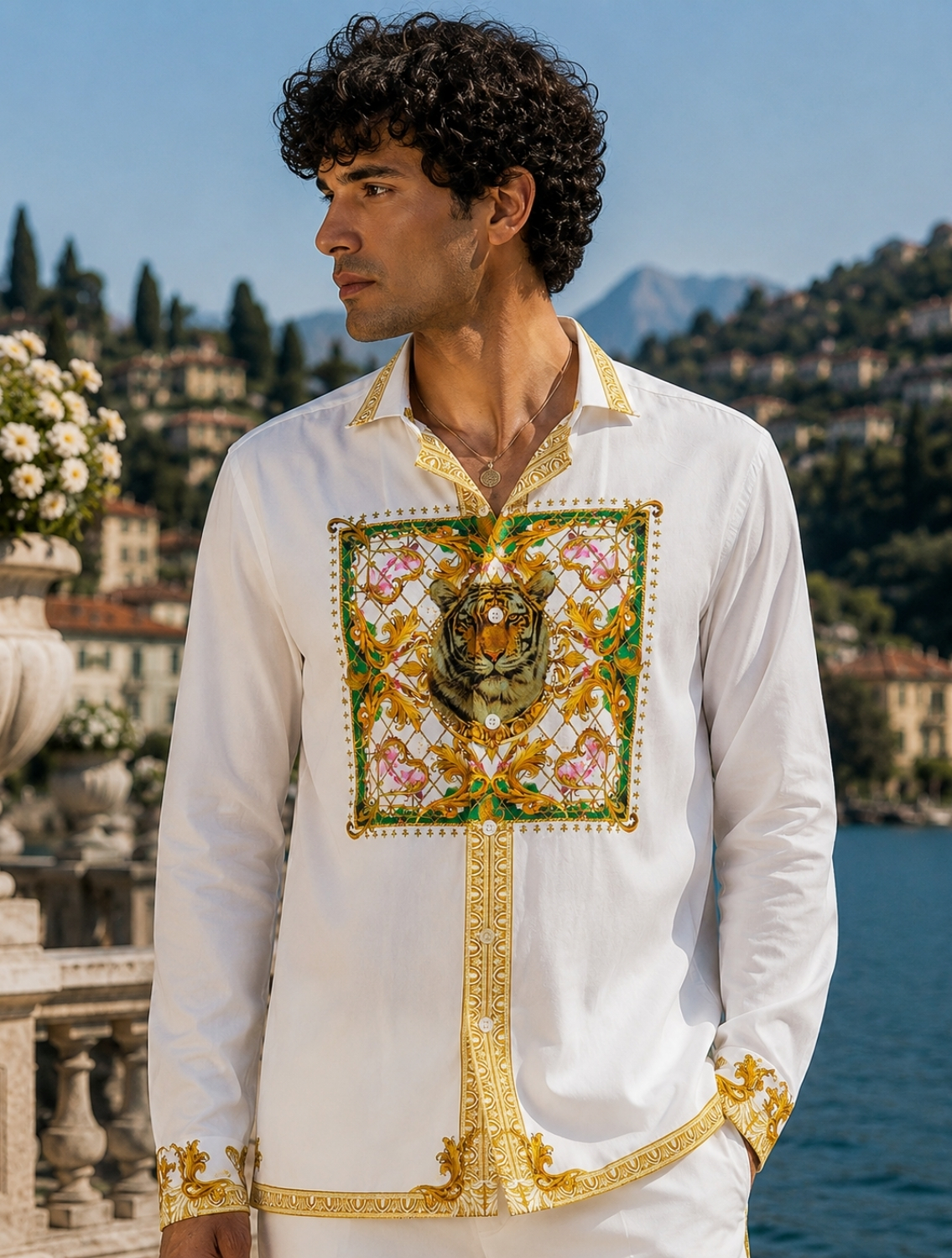 White Gold Baroque Hem Shirt