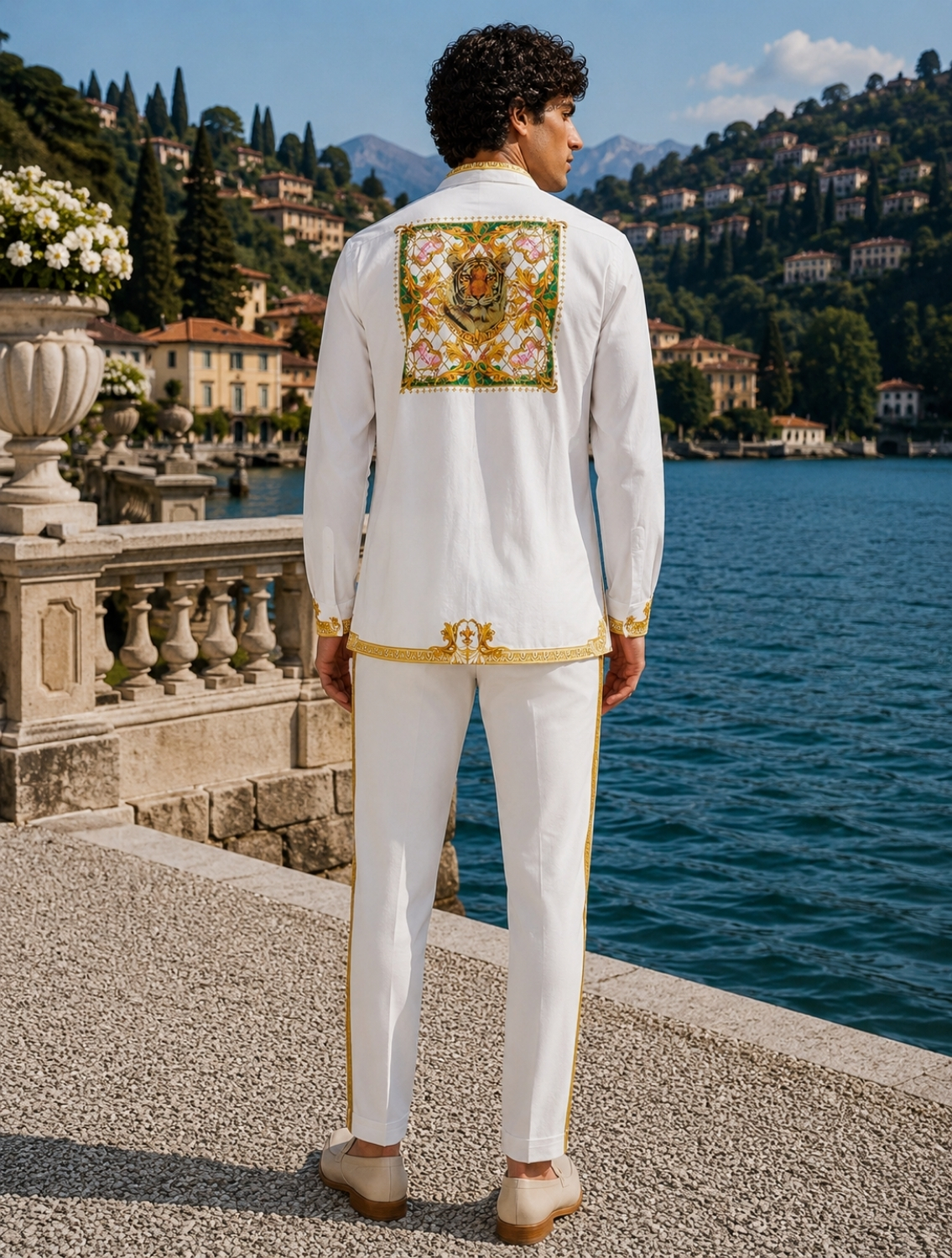 White Gold Baroque Hem Shirt