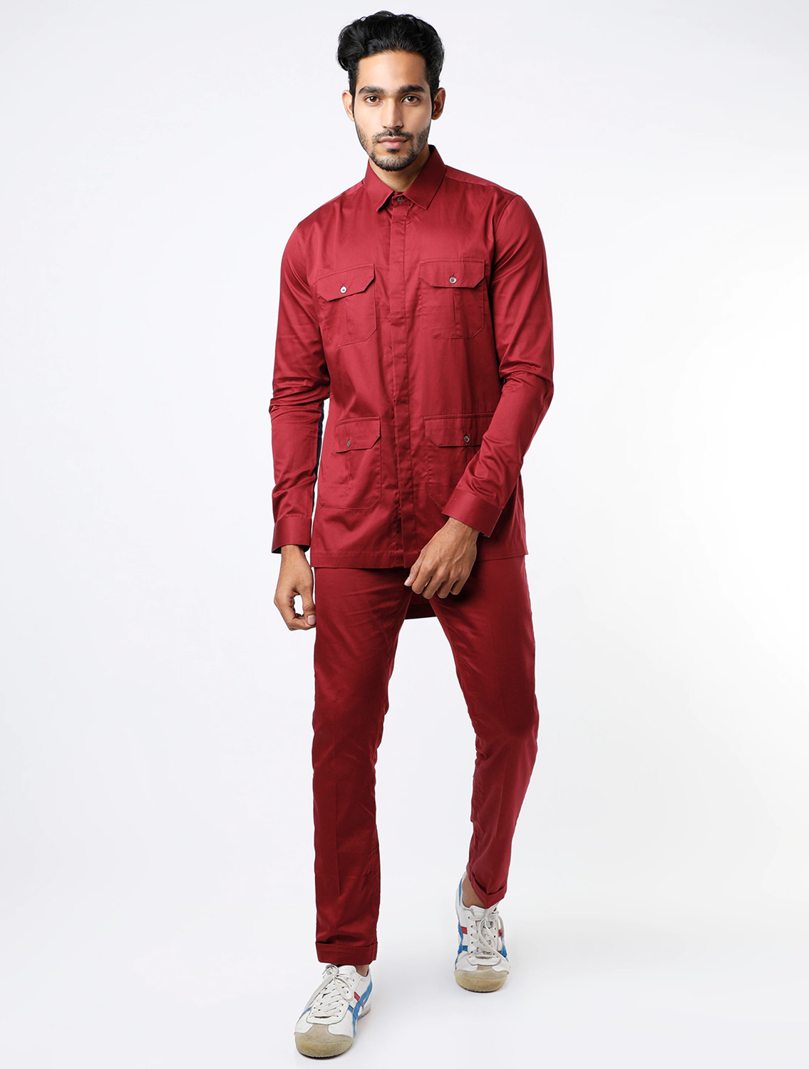 Safary Maroon Shirt Pant Set