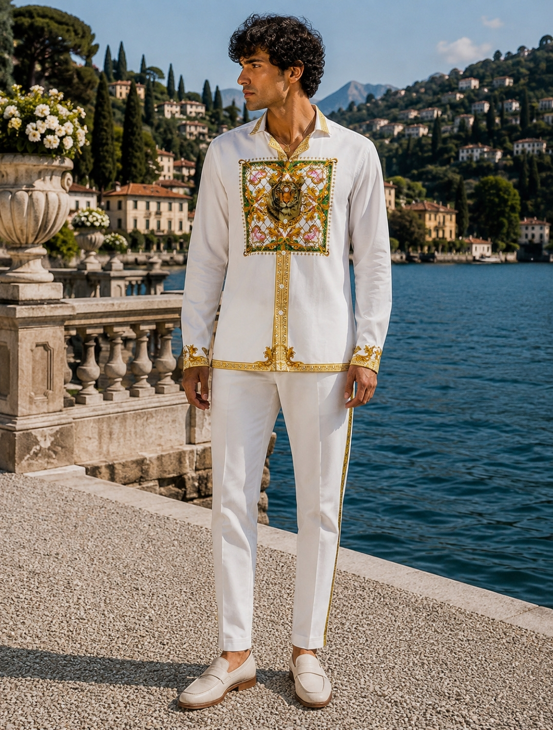 White Gold Baroque Hem Shirt