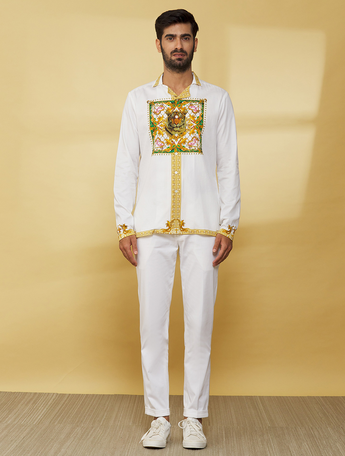 White Gold Baroque Hem Shirt