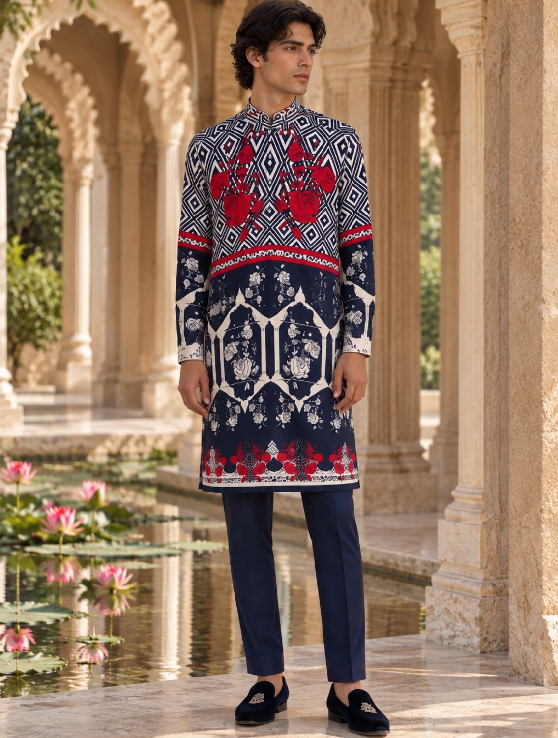 Deven Silk Printed Kurta Set