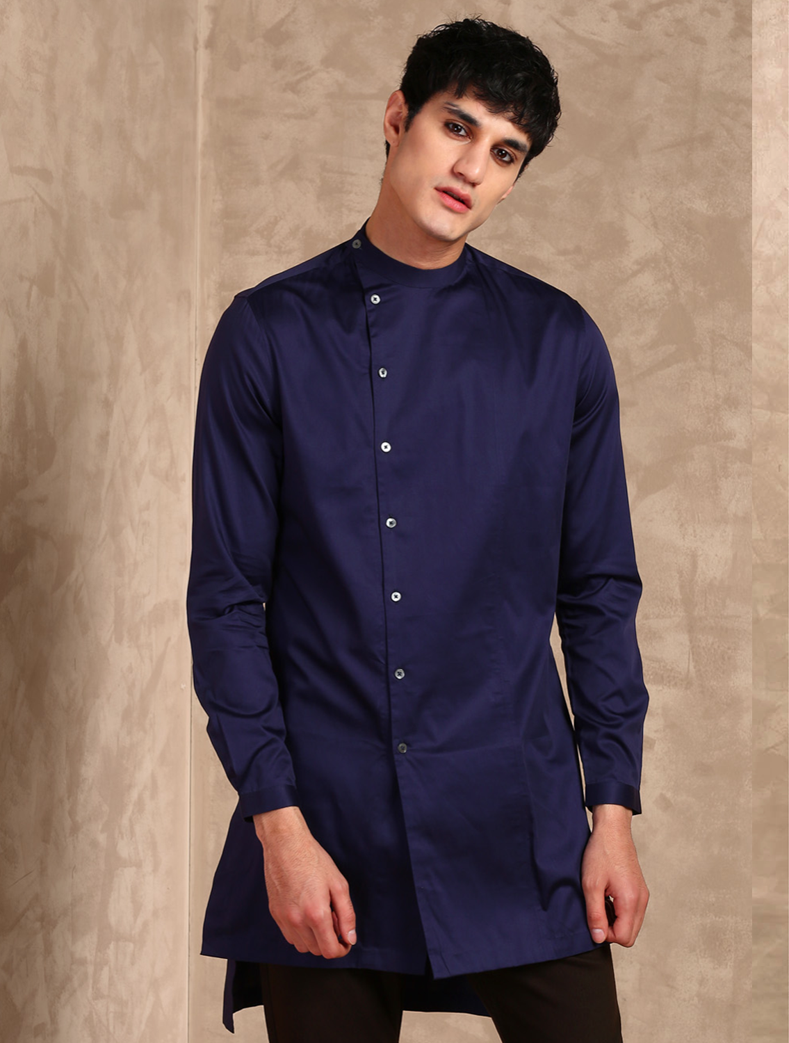 Amaranth Navy Kurta Style Shirt