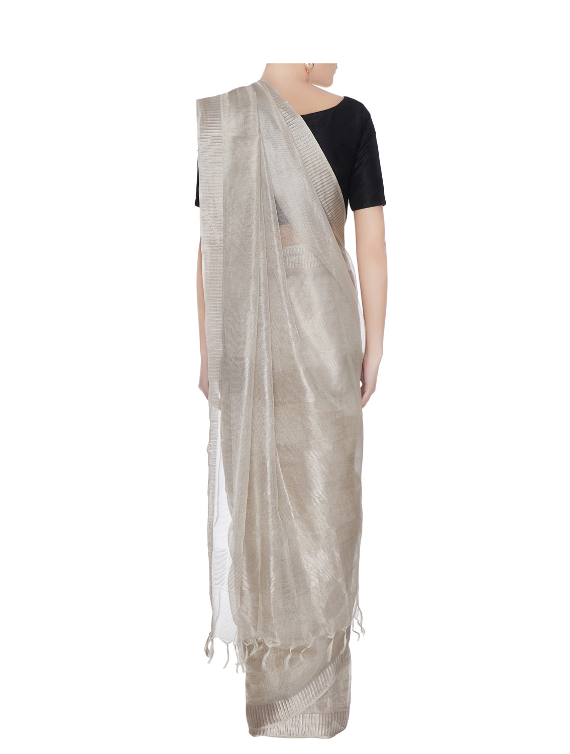 Silver Tussar Silk Heritage Line Saree Back