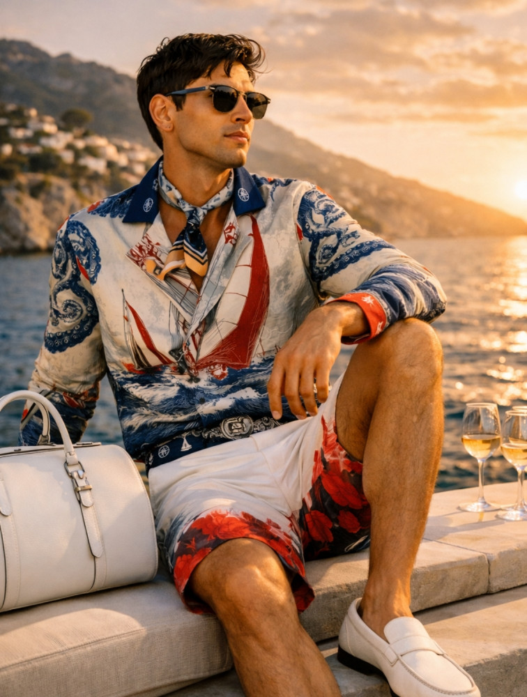Image of Sardinia Printed Crossover Shirt