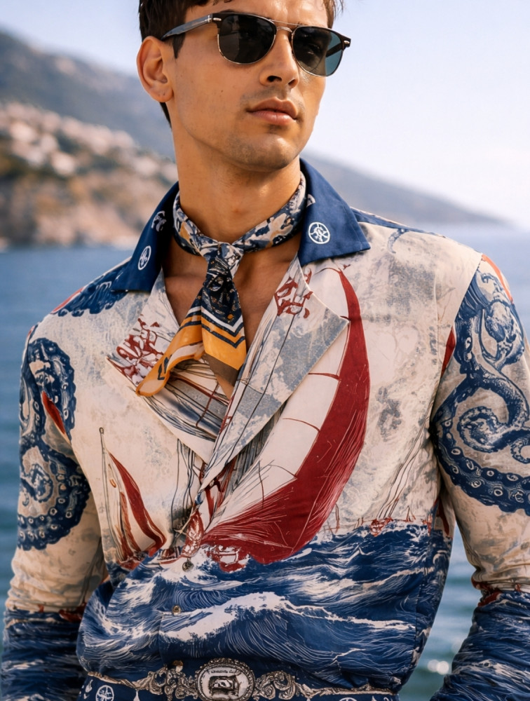 Image of Sardinia Printed Crossover Shirt