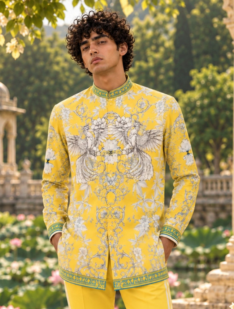 Image of Rahasya Yellow Printed Shirt