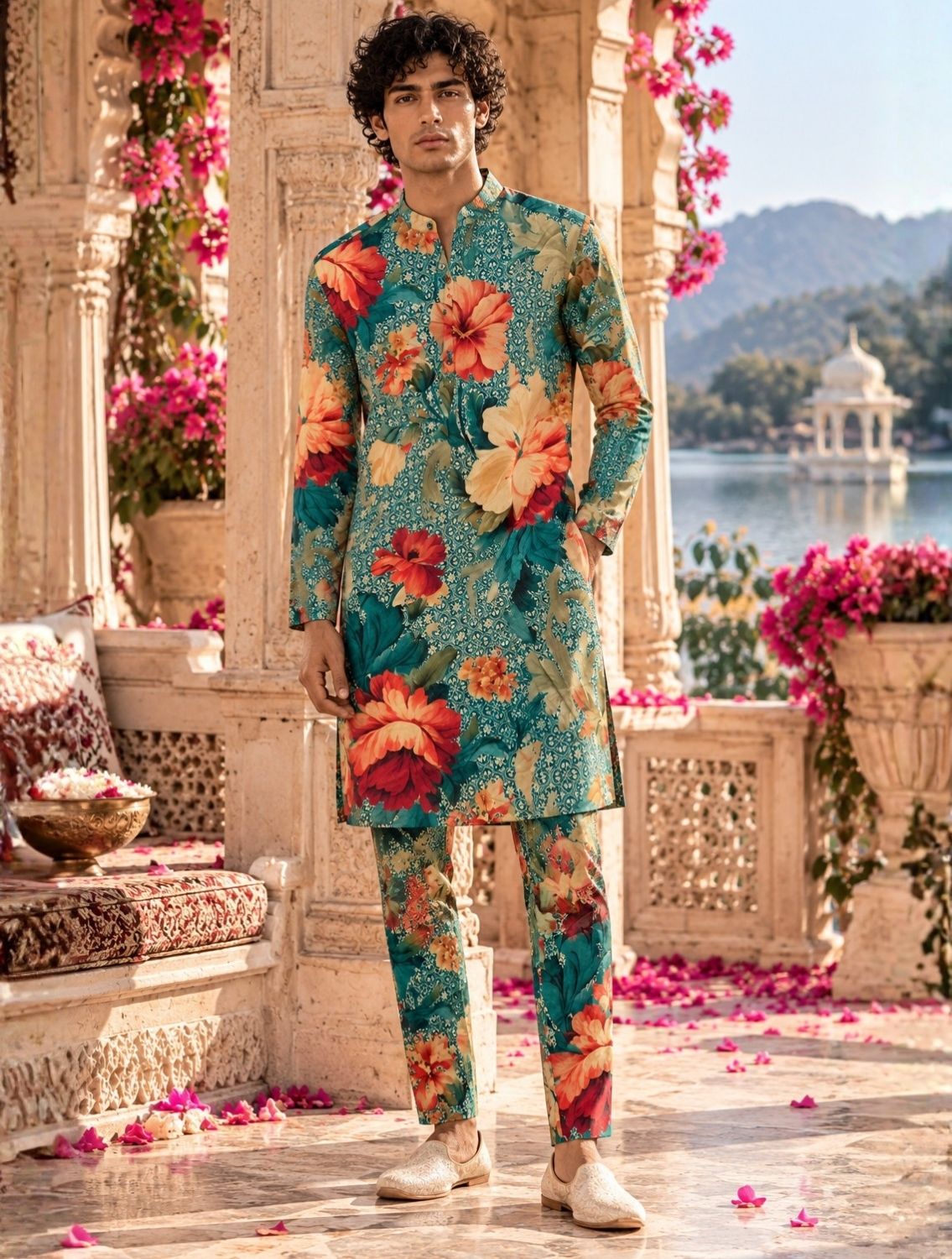 Rewaz Blue Silk Coord Set