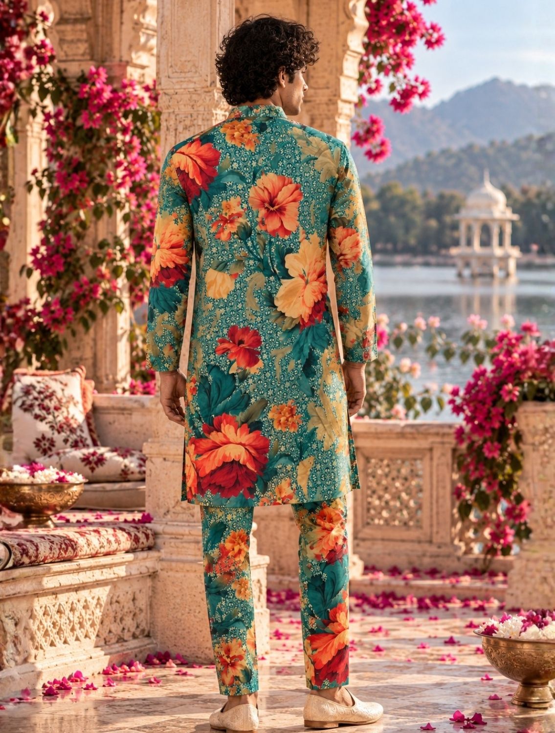 Rewaz Blue Silk Coord Set