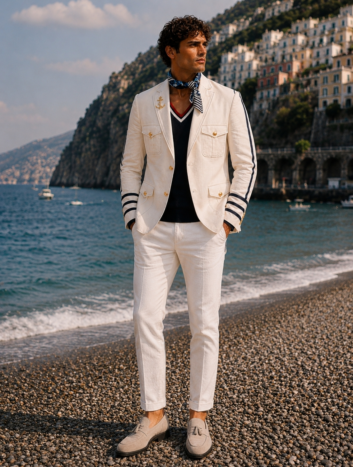 Nautical White Linen Hunter Jacket