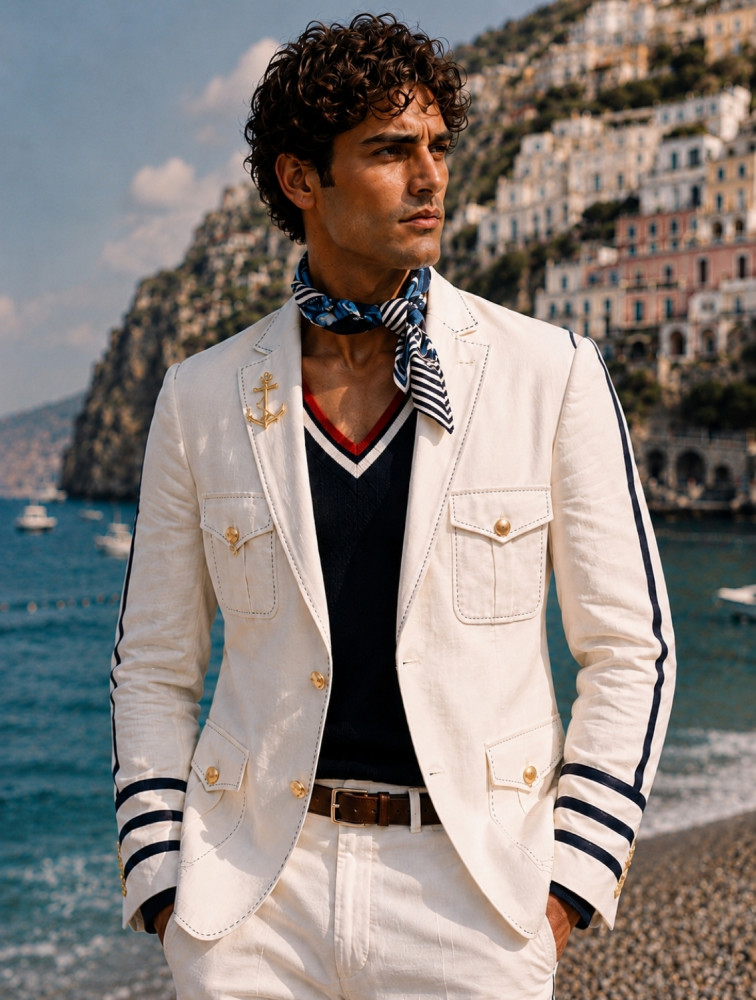 Image of Nautical White Linen Hunter Jacket