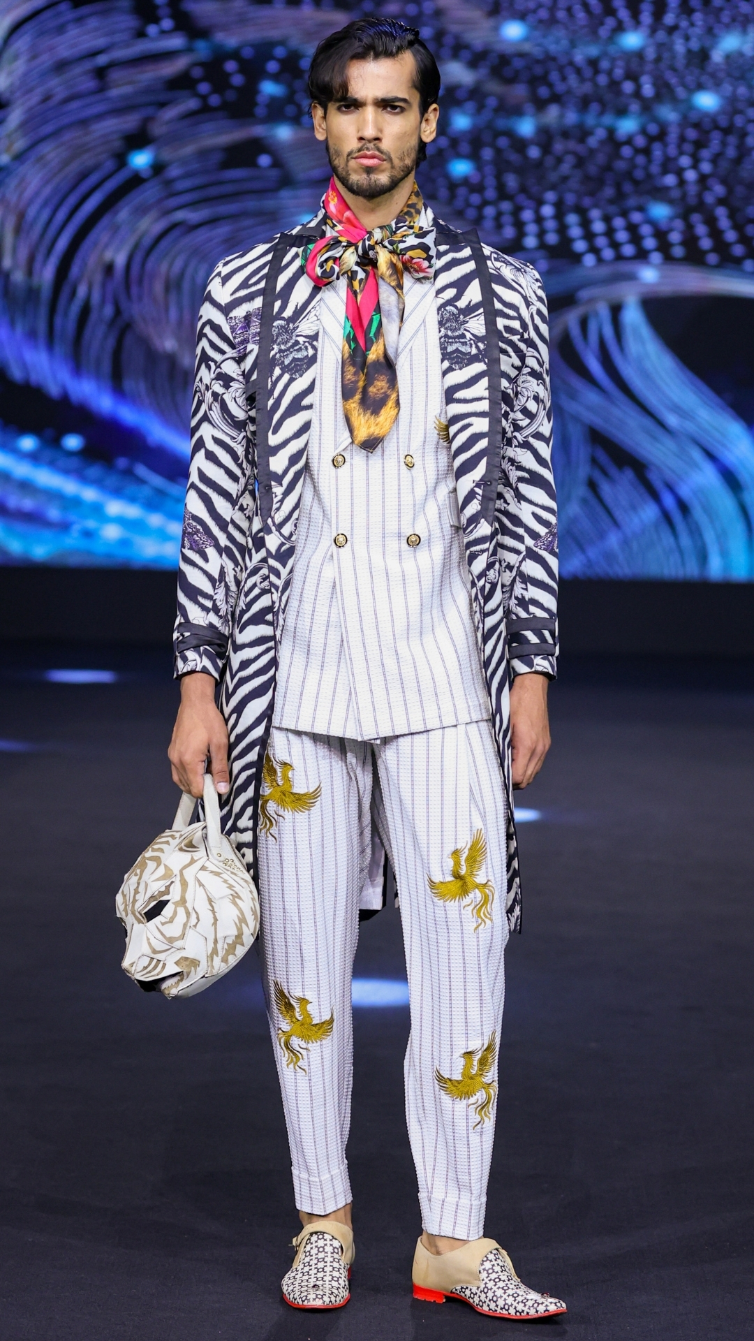 Rising Phoenix Embroidered Seersucker Pants