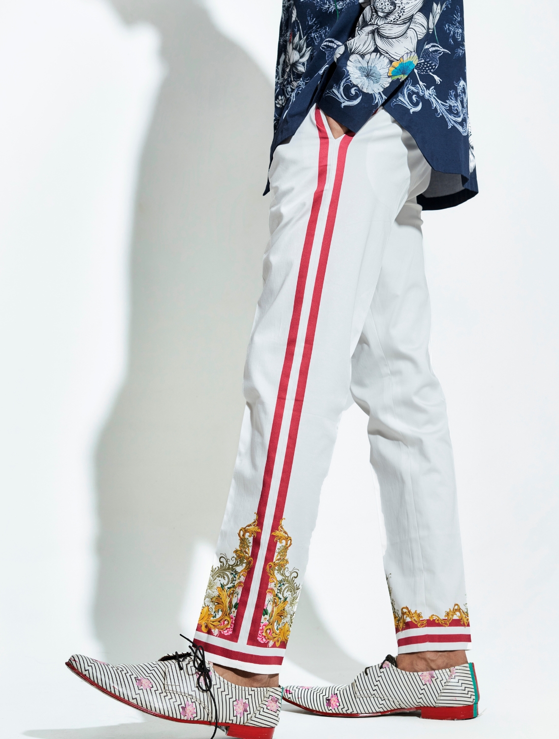 Nepal Printed Side Striper Pants by Mr Ajay Kumar