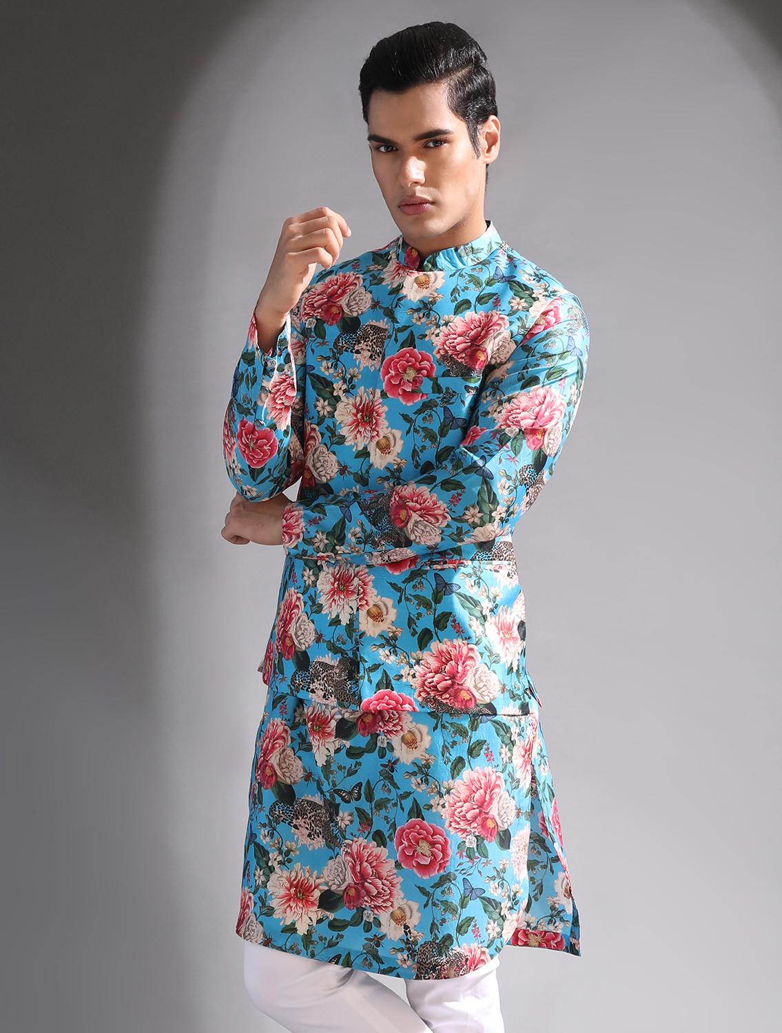 Jhoom Floral Printed Silk Kurta Set