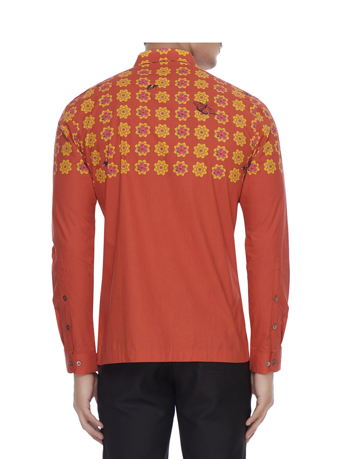 Geometric Floral Printed Red shirt