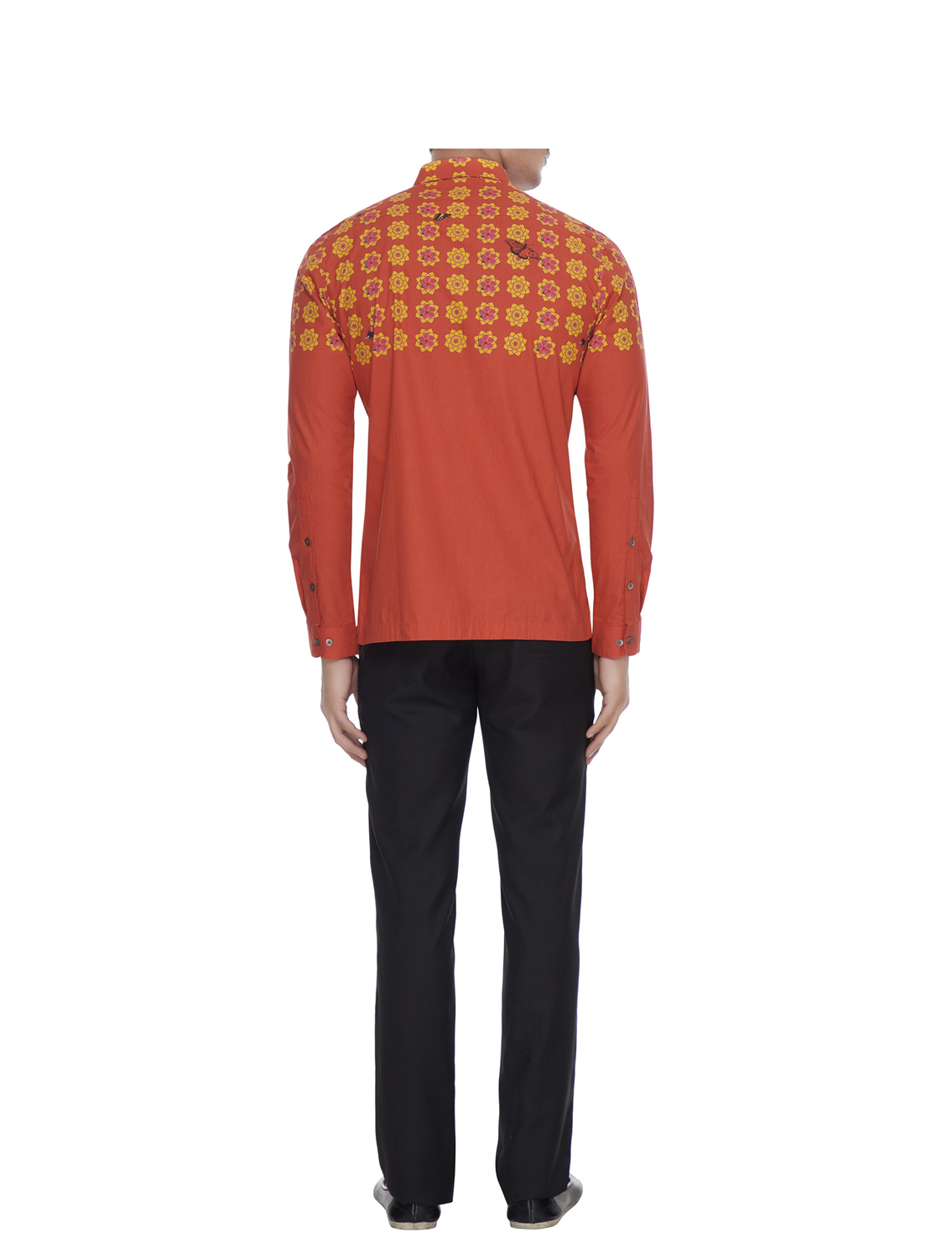 Geometric Floral Printed Red shirt