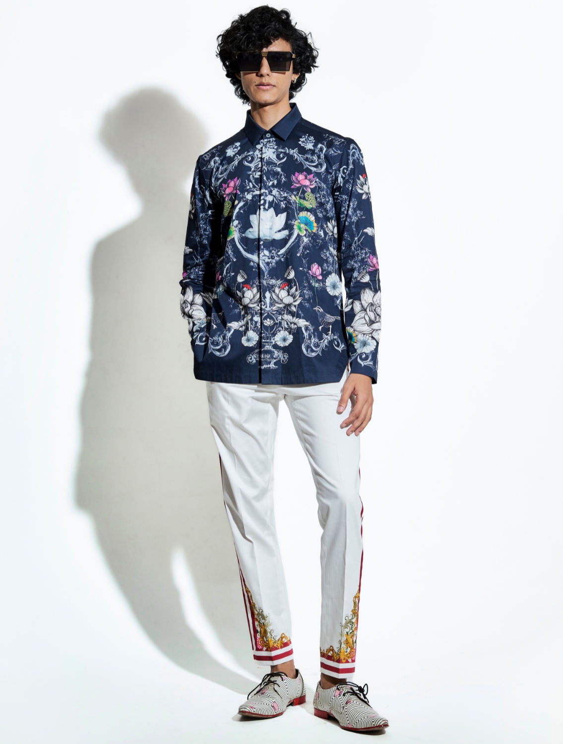 Navy Bloom Engineered Printed Shirt