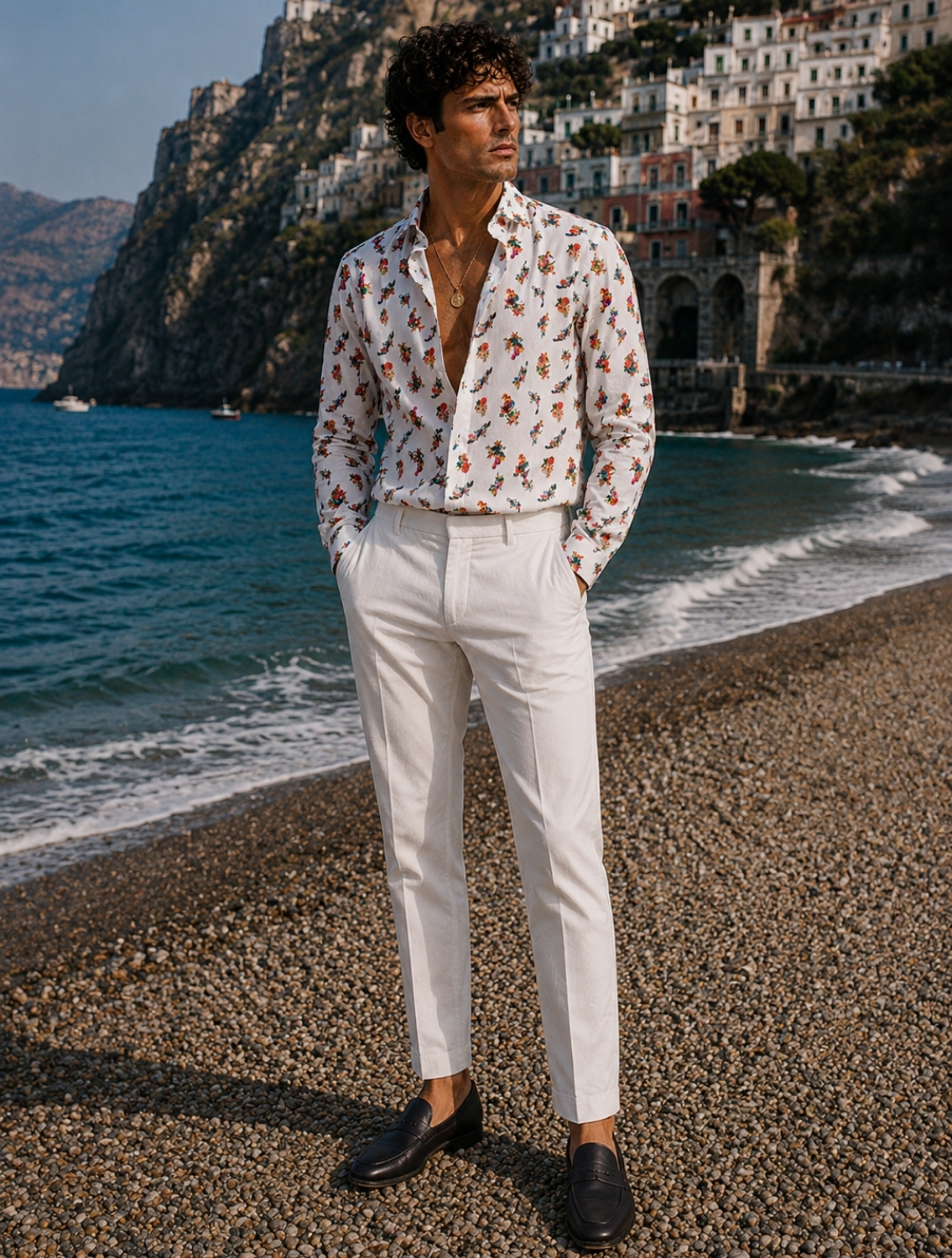Oliver Mandarin Collar Printed Shirt