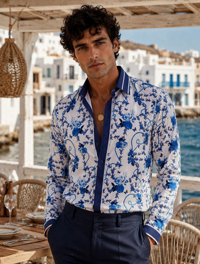 Image of Blue Delft Hem Striper Shirt