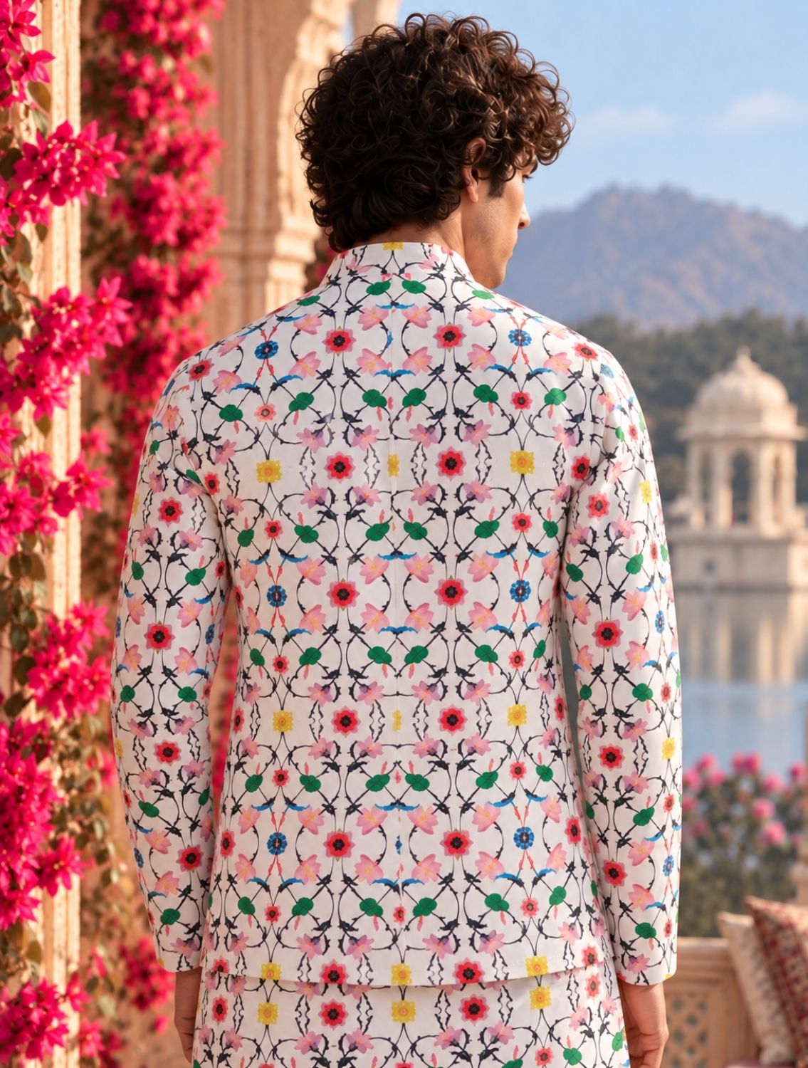 White Komol Festive Linen Bundi