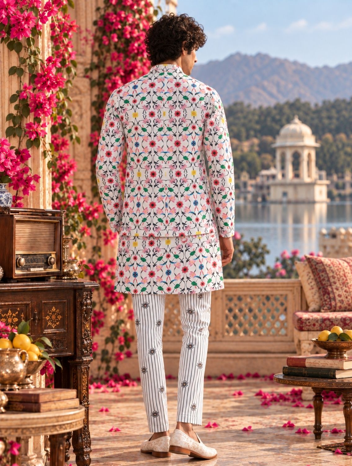 White Komol Festive Linen Bundi