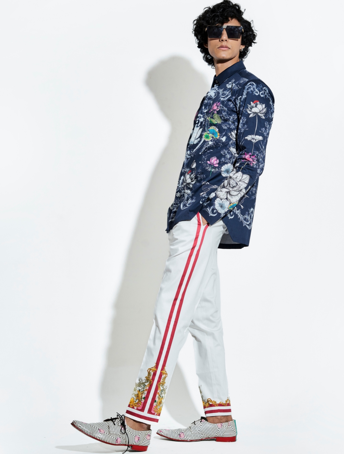 Navy Bloom Engineered Printed Shirt