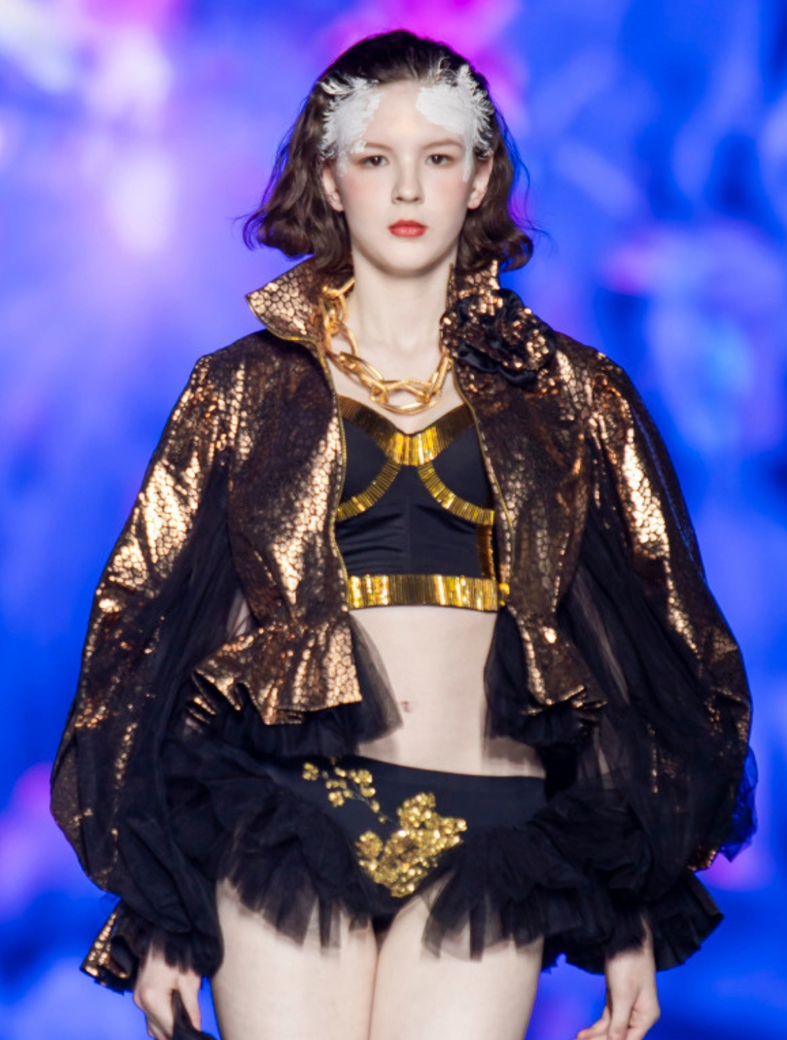 Veyra Foil Printed Bomber Jacket