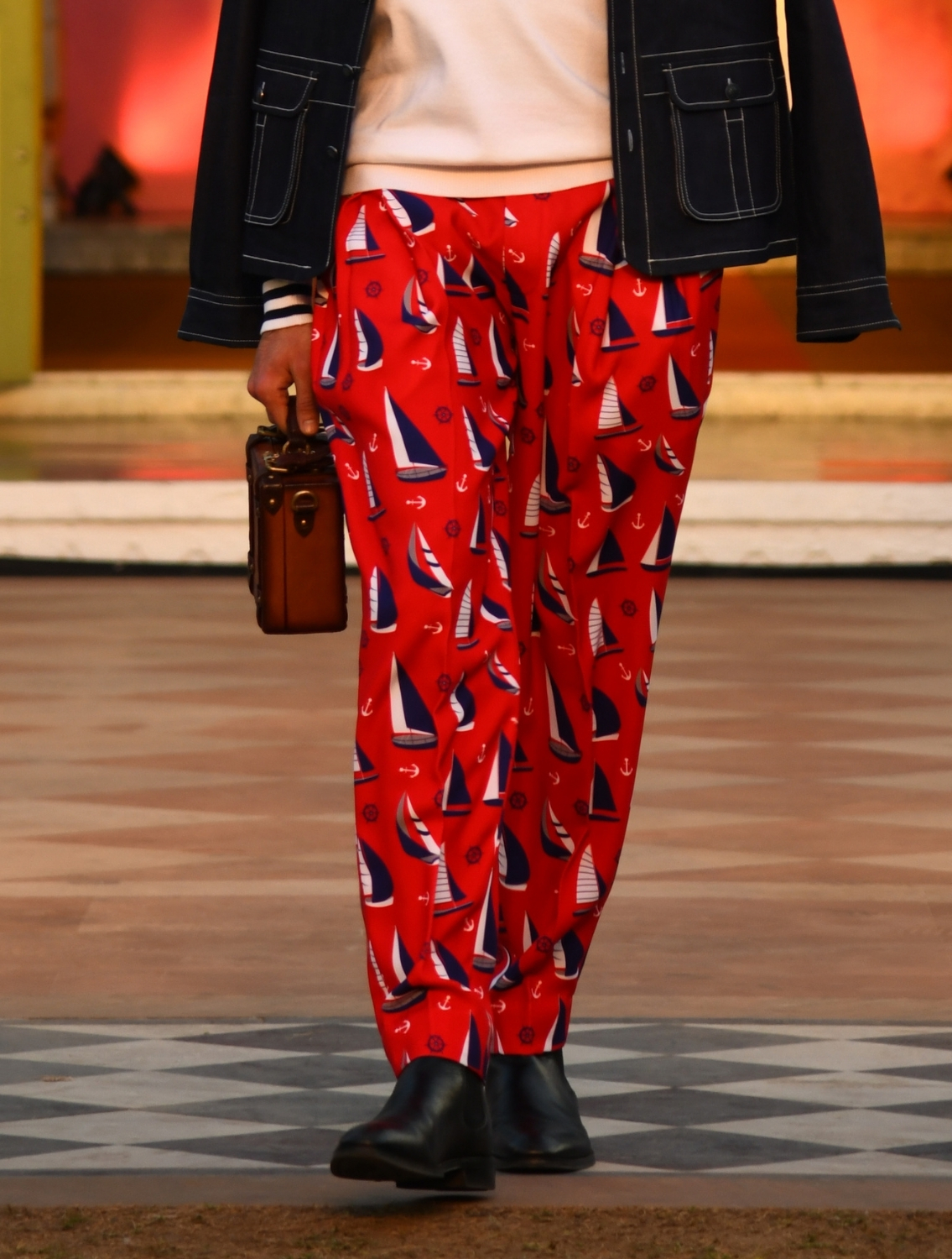 Yacht Red Printed Trousers